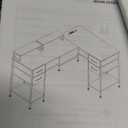 59 inch L Shaped Computer Desk with Power Outlets, Home Office Desk with 4 Adjustable Storage Drawers & 2 Monitor Stands, Two Person Gaming Table for Bedroom, Black