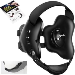 Wrestling Headgear, Youth Wrestling Headgear for Men with Chin Cup & Pad, Sorf Ear Guard for MMA, Jiu-Jitsu (for Users Age 10+) (Black Headgear & Black Strap)