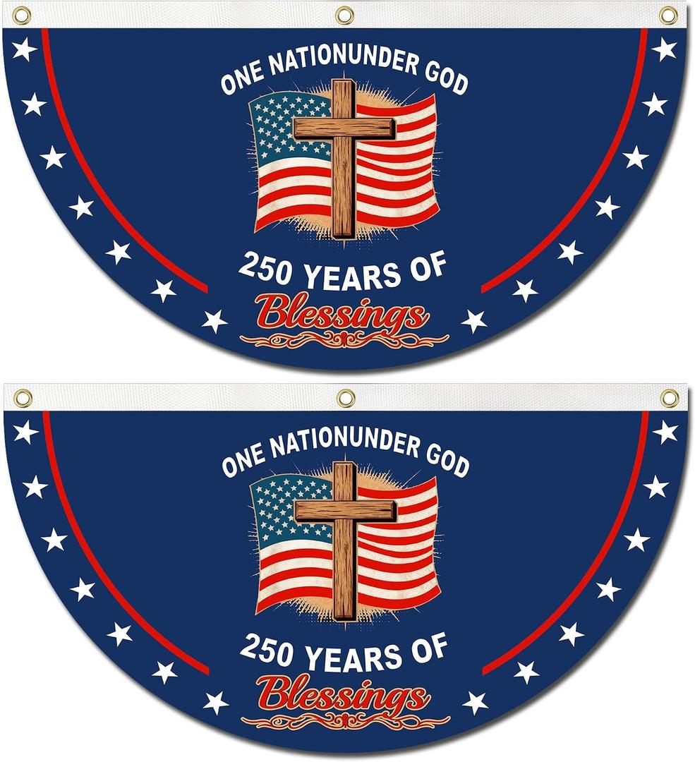 2 x 2-Pack 250 Years Anniversary Flag - 1.5X3 Ft | with 3 Brass Grommets - for Garden Yard Balcony Patriotic Decorations