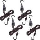 Longer 1/4" Adjustable Rope Hanger, 4Pcs 12FT Heavy Duty Tie Down Ropes, Ratchet Strap for Grow Light Hanging Plant Tent Carport Motorcycle Boat SUV Truck Bicycle (Black&White)