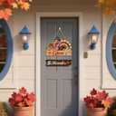 Give Thanks Door Sign,Turkey Front Door Decor,Thanksgiving Day Wooden Plaque,Thankful Wreath,Fall Wooden Hanging Signs,Autumn Wall Sign,Realistic Turkey Wreath For Outdoor Porch Office Home Room