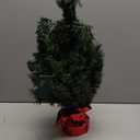 Pre-lit 2ft Small Christmas Tree, Leeheeyee Artificial mini Christmas Tree with 50 LED Lights, Battery Operated Tabletop Xmas Tree with Burlap Base for Table Desk Home Christmas Decor (Green)