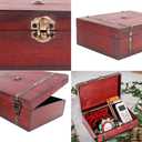 SICOHOME Treasure Chest - 9" x 6.3" x 3" Wooden Pirate Treasure Box with Hinged Lids, Rustic Vintage Decorative Keepsake and Jewelry Box, Trinket Storage Chest Box, Gifts and Home Decoration