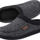 ULTRAIDEAS Men's House Slippers, Indoor Outdoor House Shoes with Non-slip Rubber Sole, Summer Breathable Cotton Blend & Winter Warm Fuzzy Moccasin Slippers, Machine Washable Memory Foam, Gift for Father 11-12