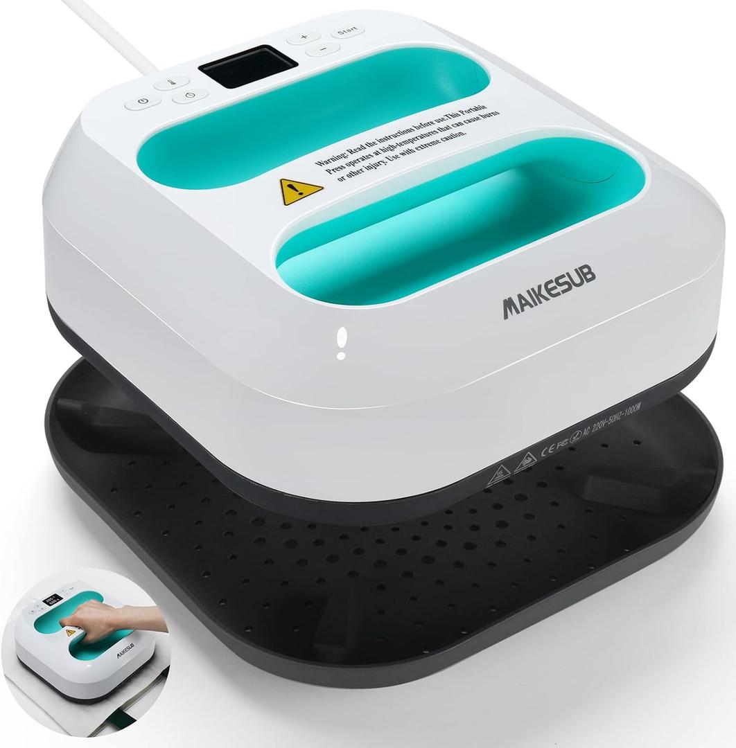 T-Shirt Heat Press Machine, Portable Heat Press 9.6"X9.6", Iron Press for Sublimation and HTV Vinyl Shirt Press Machine for Hat, Bags, Heating Transfer Projects(Green Heat Transfer Machine)