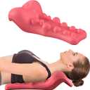 Neck and Shoulder Relaxer with Upper Back Massage Point, Cervical Traction Device Neck Stretcher for TMJ Pain Relief and Cervical Spine Alignment Chiropractic Pillow (Dark Pink)
