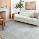 Loloi Wynter Collection WYN-10 Ocean/Silver 2'-3" x 3'-9" Accent Rug, .13" Thick, Area Rug, Soft, Durable, Printed, Vintage Inspired, Low Pile, Non-Shedding, Easy Clean, Living Room Rug