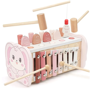 Wooden Hammering Pounding Toy with Xylophone & Fishing Game