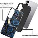 Case for Samsung Galaxy S25,Stained Glass Moon Mosaic Dark Academia Phone Case Military-Grade Drop Protection Cover for Women Girl - Glossy