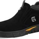 GLANOUDUN Welding Work Boots for Men Slip on Steel Toe Shoes for Men Indestructible Steel Toe Boots Welder Men's Working Shoes Fireproof Safety Footwear for Construction Men's Work & Safety Footwear (14, 3005 Black)