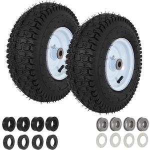 2 Pcs 13x5.00-6 Lawn Mower Pneumatic Tire and Wheel, 13X5.00-6 Front Riding Mowers Tire with 3/4" 5/8" Bushings, 3" -4.5" Centered Hub, 13x5-6 Tube with TR13 Valve Stem, 375 LBS