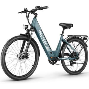Wooken Electric Bike for Adults, 1000W Peak Ebike, 26" x 2.1" Tire Step Through Electric Bike, City Cruiser Ebike with 48V 10.4/15Ah Removable Battery, 7 Speed, SGS Certified to UL2849 (Dark Green)