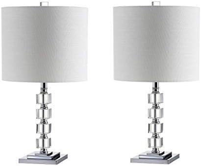 JONATHAN Y JYL5040A-SET2 Set of 2 Table Lamps Barnard 22" LED Crystal/Metal Table Lamp Glam Contemporary Bedside Desk Nightstand Lamp for Bedroom Living Room Office College Bookcase, Clear/Chrome