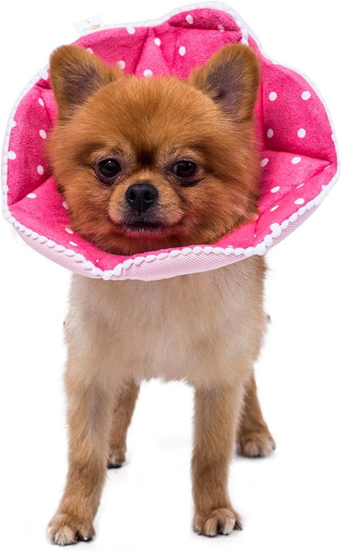 WZ PET Adjustable Dog Cat Cone, Soft Recovery Cat Cone Collar, Dog Protective Collar for Cats and Puppy Surgery, Pink, Small