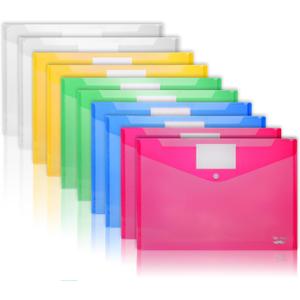 Mr. Pen- Plastic Envelopes, 10 Pack, A4, Letter Size, Plastic Envelopes with Snap Closure (Assorted Colors)