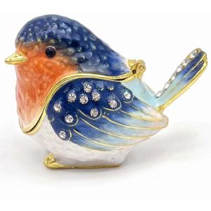 Robin Bird Jewelry Trinket Boxes Hinged Ring Box.Collectible Bird Figurines Home Decor Gifts for Women.Necklace Rings Earrings Organizer.