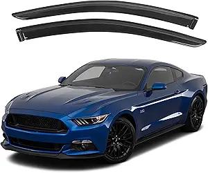KPY Window Visor Compatible with Ford Mustang Coupe 2015-2023, 2PC Rain Guard Side Window Vent Deflectors Tape-On Style, 2015 2016 2017 2018 2019 2020 2021 2022 2023