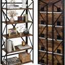 5 Tier Folding Bookshelf, No Assembly Foldable Storage Shelves, Brown