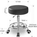 Rolling Stool, Heavy Weight Capacity 250lb, PU Leather Rolling stools, Ultra Soft Padded Seat, Rolling Stools with Wheels and Footrest, 360 Swivel, Spa Drawing Salon Work Office Tattoo Stool (black)