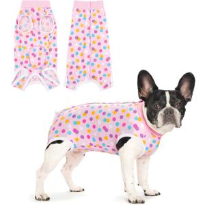 Coppthinktu Recovery Suit for Dogs After Surgery, Dog Onesie Surgery Recovery Suit for Female Spay, Soft Surgical Pajamas Bodysuits for Puppy to Prevent Licking Dog Cone Alternative Dots, M