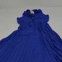 PRETTYGARDEN Women's Midi Summer Dresses Casual V Neck Swiss Dot Ruffle Sleeveless A Line Beach Sun Dress M, Blue