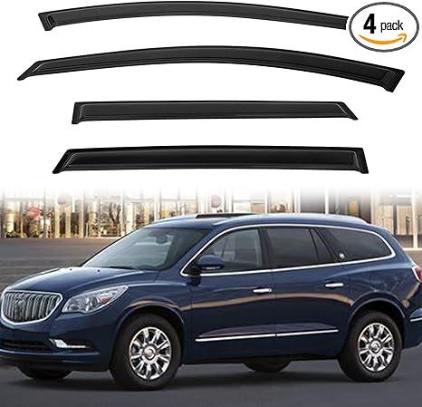 4pcs Out-Channel Smoke Tint Rain Guard Compatible with Compatible with 2009-2017 Enclave Tape-On Vent Deflector Window Visors Car Accessories