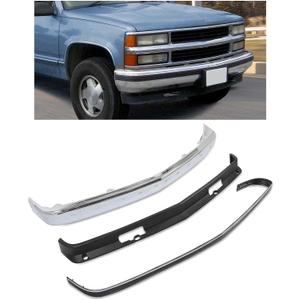 ECOTRIC Front Bumper Face Bar + Bumper Trim + Lower Air Deflector Compatible with 1988-2000 Chevy Silverado GMC Sierra Suburban Yukon Blazer Replacement for GM1002802, GM1057127, GM1090105