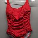 Aidonger Women's One Piece Ruched Tummy Control Bathing Suit Slimming Swimsuit Full Coverage Swim Suit Curvy Swimwear Red, L