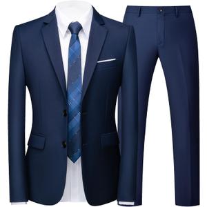 UNINUKOO Men's Suit Slim Fit 2 Button 2 Piece Suits for Men Party Formal Dress Solid Tuxedo Blazer Jacket Pants Set, XXS