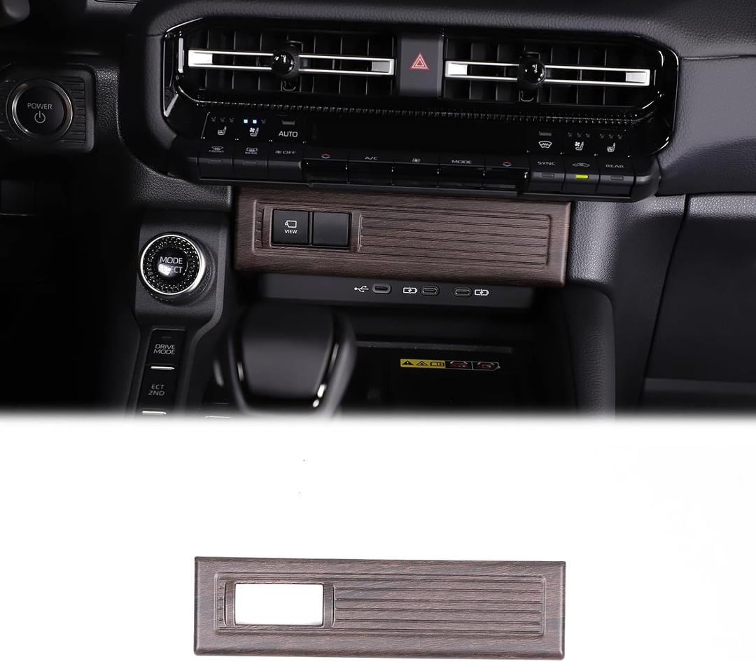 Center Console Cigarette Lighter Panel Trim Cover Compatible with Toyota Land Cruiser Prado 250 J250 LC250 2024 2025 2026, ABS Center Control Interior Trim Accessories (Oak Wood Pattern)