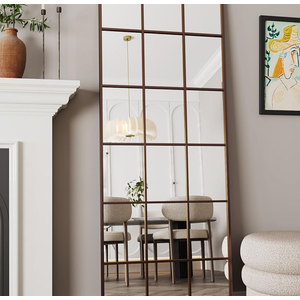 Antok Full Length Mirror, Floor Mirror 65" x 22" Rectangular Window Decorative Mirror, Metal Framed Decor Floor Mirror Art Pane Mirror Wall Decor for Bedroom, Living Room, Entryway, Bronze