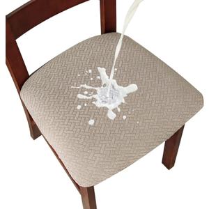 Genina Waterproof Seat Covers for Dining Room Chairs Covers Dining Chair seat Covers Kitchen Chair Covers slipcovers (Khaki, 4 Pcs)