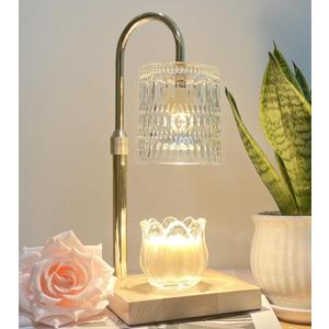 Candle Warmer Lamp with Dimmer & Timer, Brithday Gifts for Mom Women, Adjustable Height Wax Warmer for Jar Candles, House Warming Gifts for New Home Decor (Clear)
