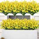 Amyhomie 20 Packages Of Artificial Flowers For Outdoors, Resistant To Ultraviolet Rays, Synthetic Flowers That Do Not Fade, Plastic Plants (Intense Yellow)