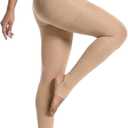 )+MD 140D Light Compression Pantyhose for Women, 15-20mmHg Graduated Compression Tights, Footless Leggings for Leg Support  (S/M)