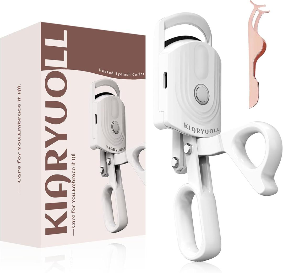 Heated Eyelash Curler - USB Rechargeable Heated Eyelash Curler (Type-C), 3 Heated Modes, Spring Design, Professional Makeup Tool (Colour White)