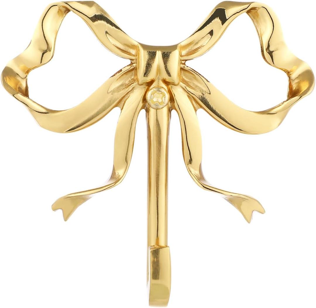 Zerodeko Bow Hook Door Hanger Wall Peg Hook Door Hooks Decorative Hooks Bowknot Hook Kitchen Hook Towel Hook Punch Free Hooks Hat Hooks Wall Hooks Home Decor Unique Brass Household Products, S
