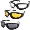 3 Pair Motorcycle Riding Glasses Padding Goggles UV Protection Dustproof Windproof Motorcycle Sunglasses for Outdoor Actives