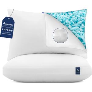 ACCURATEX Pillows King Size Set of 2, Hybrid Shredded Memory Foam Pillow[Adjustable Loft], Fluffy Down Alternative Fill Removable Cotton Cover, Firm Supportive Pillow for Side Back Sleepers