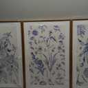 Classic Chinoiserie Framed Canvas Wall Art Set, Blue Watercolor Flower Wall Decor, Blue and White Plant Wall Painting, Minimalist Floral Art Print for Living Room, Bedroom, Office - 16"×24"×3