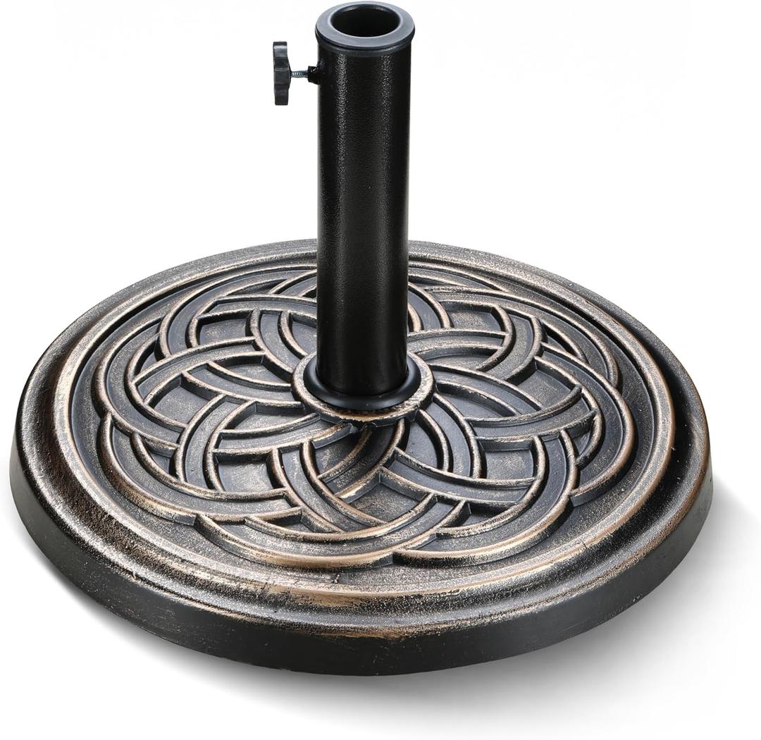 HealSmart 24Lbs Heavy Duty Umbrella Base Outdoor Round Patio Umbrella Stand for Lawn, Deck, Poolside, Bronze