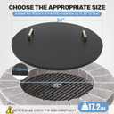 Fire Pit Lid Cover Round - 34" Rust Resistant Powder Coated Steel Firepit Cover or Table with 2 Wooden Handles for Patio Fire Pit, Weatherproof for All Seasons, Fits Fire Pits Up to 32"