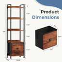 DUMOS 5 Tier Bookshelf with Fabric Drawer, Display Standing Shelf, Brown