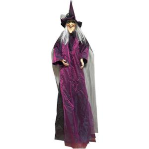 Halloween Animated Decorations Outdoor Witch, 6.89 ft Halloween Animatronic Witch Props with Scary Sounds and Light-up Eyes, Animatronics Hanging Witch Decor for Outdoor Garden