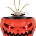 ITART Halloween Candy Bowl Dish with Hand Spooky Animated Pumpkin Decoration Props LED Eyes & Sound for Treat or Trick Haunted House Office Party Bar Table Decor