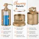 Autumn Alley Antique Gold Bathroom Accessories Set 4 - Farmhouse Soap Dispenser, Toothbrush Holder, 2 Apothecary Jars Qtip Holder - Gold Bathroom Decor Rustic Farmhouse Bathroom Accessories