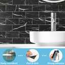 Art3d 102-Piece Faux Stone Peel and Stick Backsplash Tile, Waterproof Thick PVC Stick On Subway Wall Tile for Kitchen Bathroom Laundry Room Fireplace - 3" x 6" Black Marble