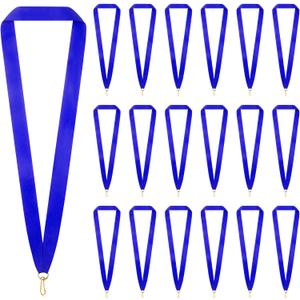 30 Pieces Award Ribbon Medal Ribbons Neck Ribbons for Medals Flat Medal Lanyards Ribbon Lanyard with Snap Clips for Competitions Sports Meeting Party Student Awards (Blue)