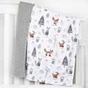 HOMRITAR Baby Blanket for Boys Girls Soft Plush Minky Blanket with Double Layer Dotted Backing for Toddler with Forest Foxes Multicolor Printed 30 x 40 Inch (75 x 100 cm)