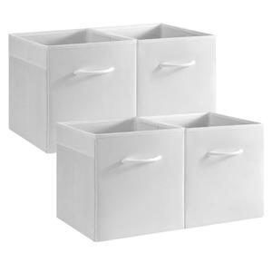 StorageWorks White Storage Cubes, 11-inch Leather Bins with Handle, Cube Organizer Baskets for Shelves and Closet, Collapsible Storage Bins, 4-Pack